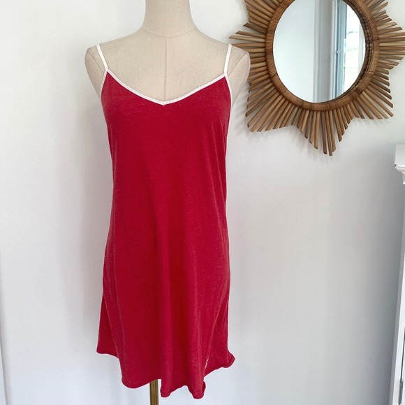 Victoria's Secret Other - Victoria's Secret Red White Trim Cami Mini Dress Loungewear Coquette M
